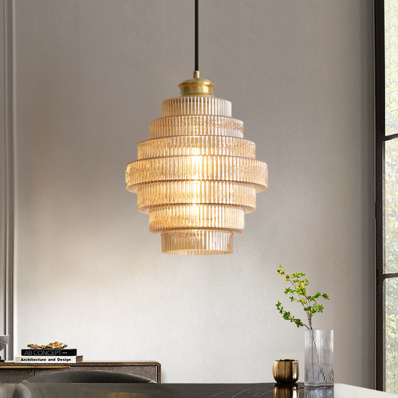Lampada a Sospensione in Vetro Stratificato Vintage