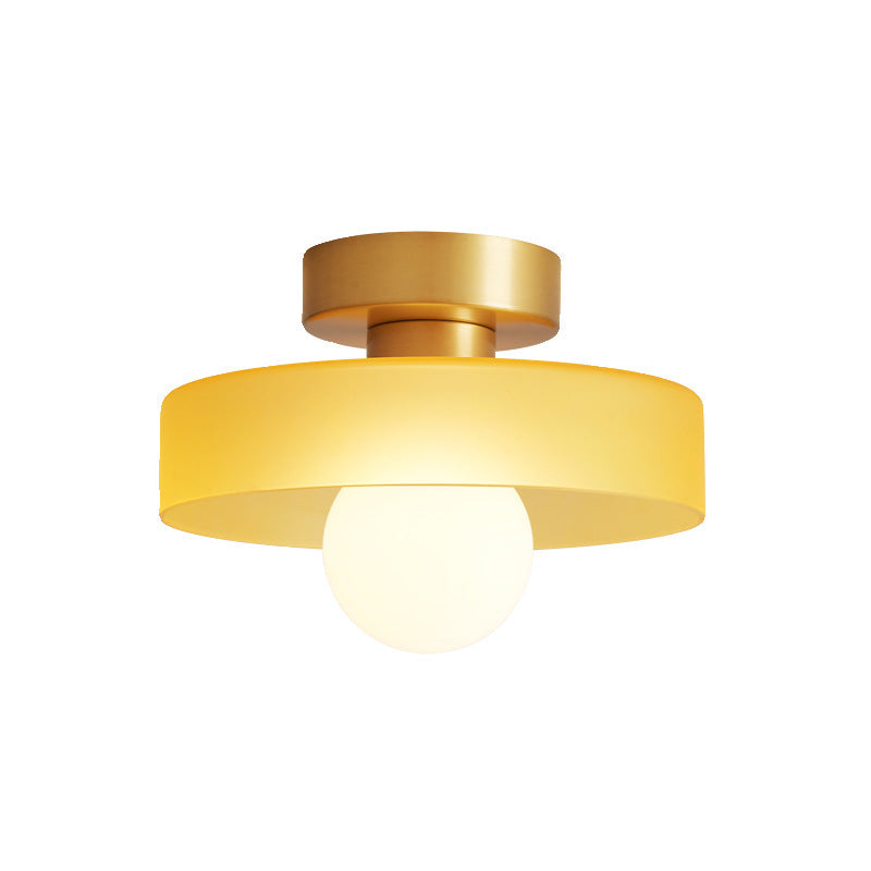 Lampada da soffitto in vetro Bauhaus con paralume rotondo