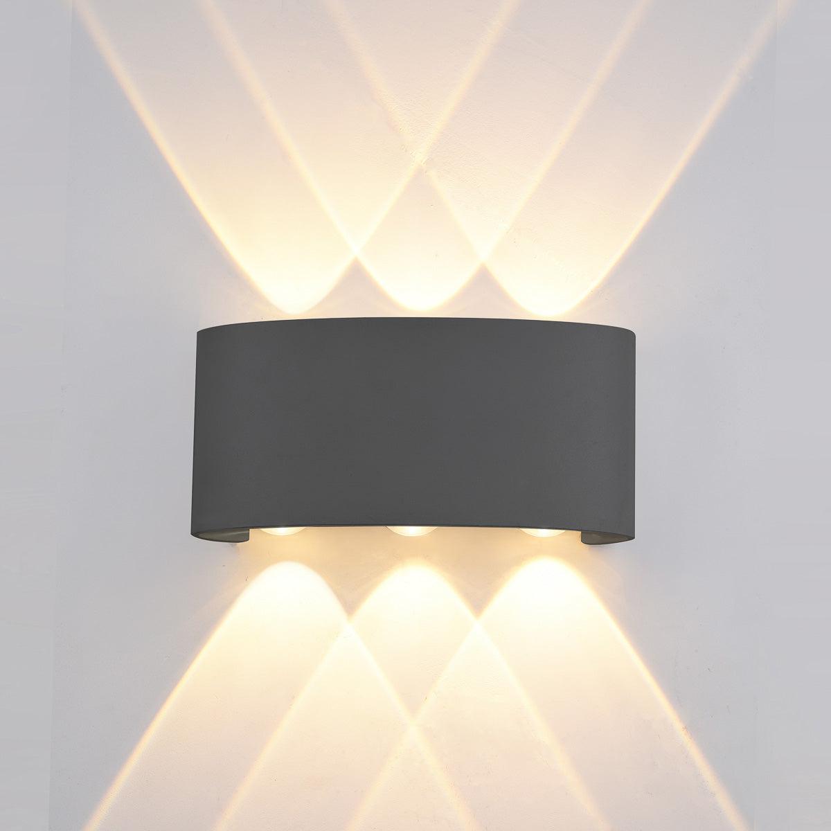 Avelira | Moderno Applique da Esterno LED Up Down in Alluminio Nero Sabbiato e Luce Calda 3000K