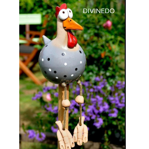 DIVINEDO™ | Decorazione da Giardino in Ceramica a Forma di Gallina