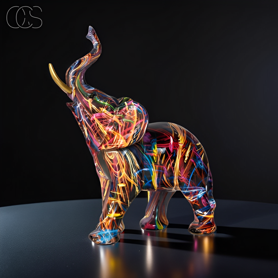Statua Astratta di Elefante - Oggetto d'Arte Fatto a Mano con Simbolo di Fortuna