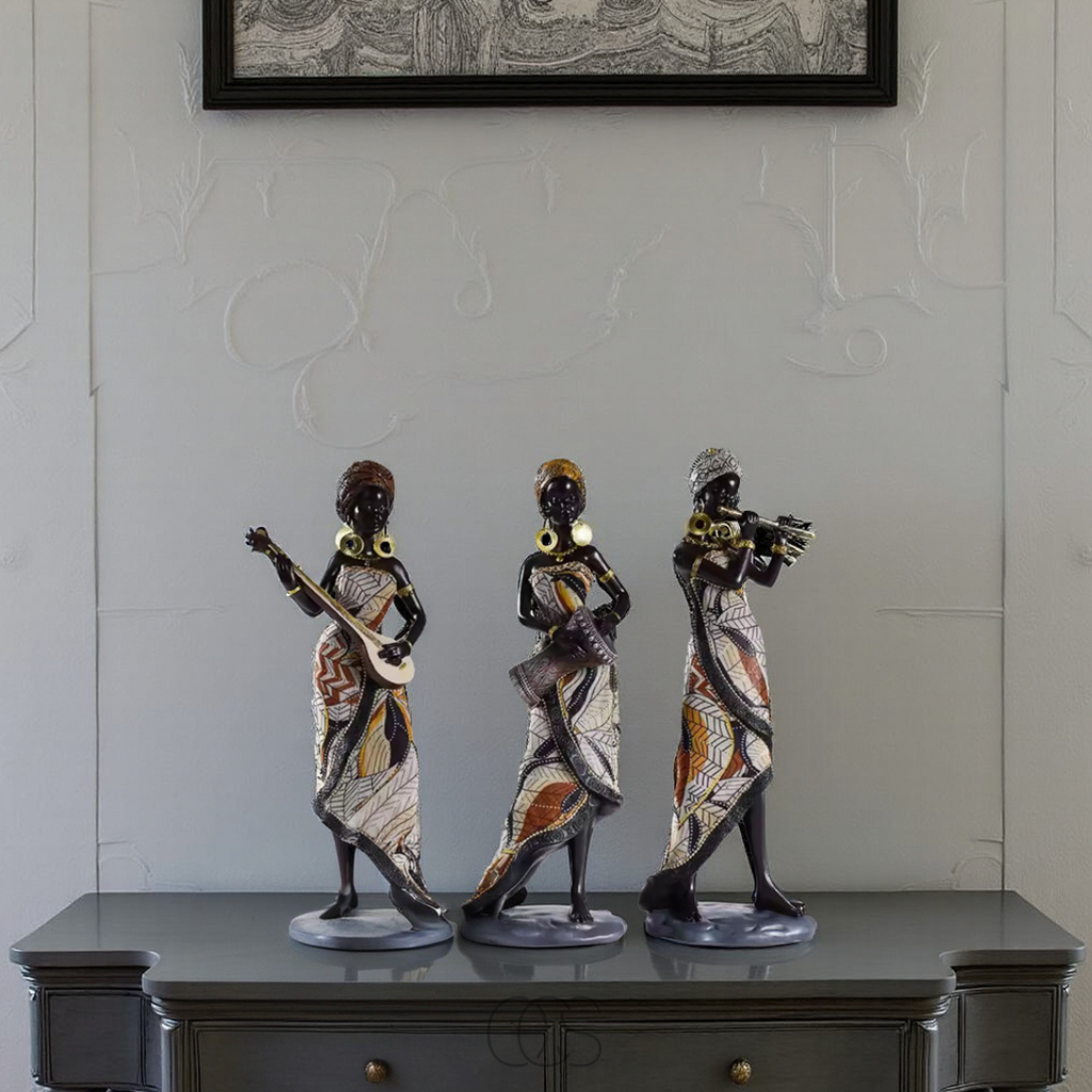 Set di Sculture Decorative di Musicisti Africani