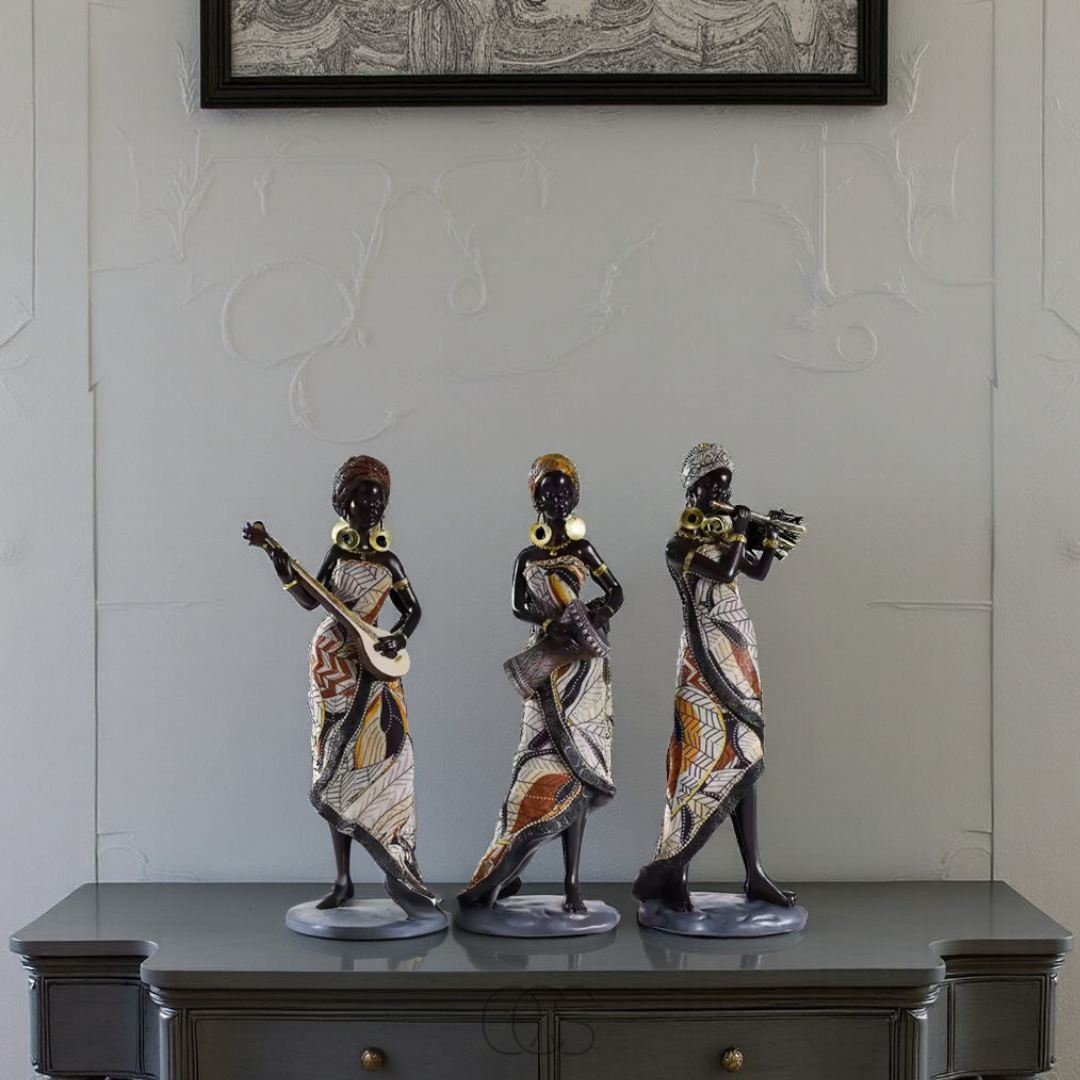 Set di Sculture Decorative di Musicisti Africani