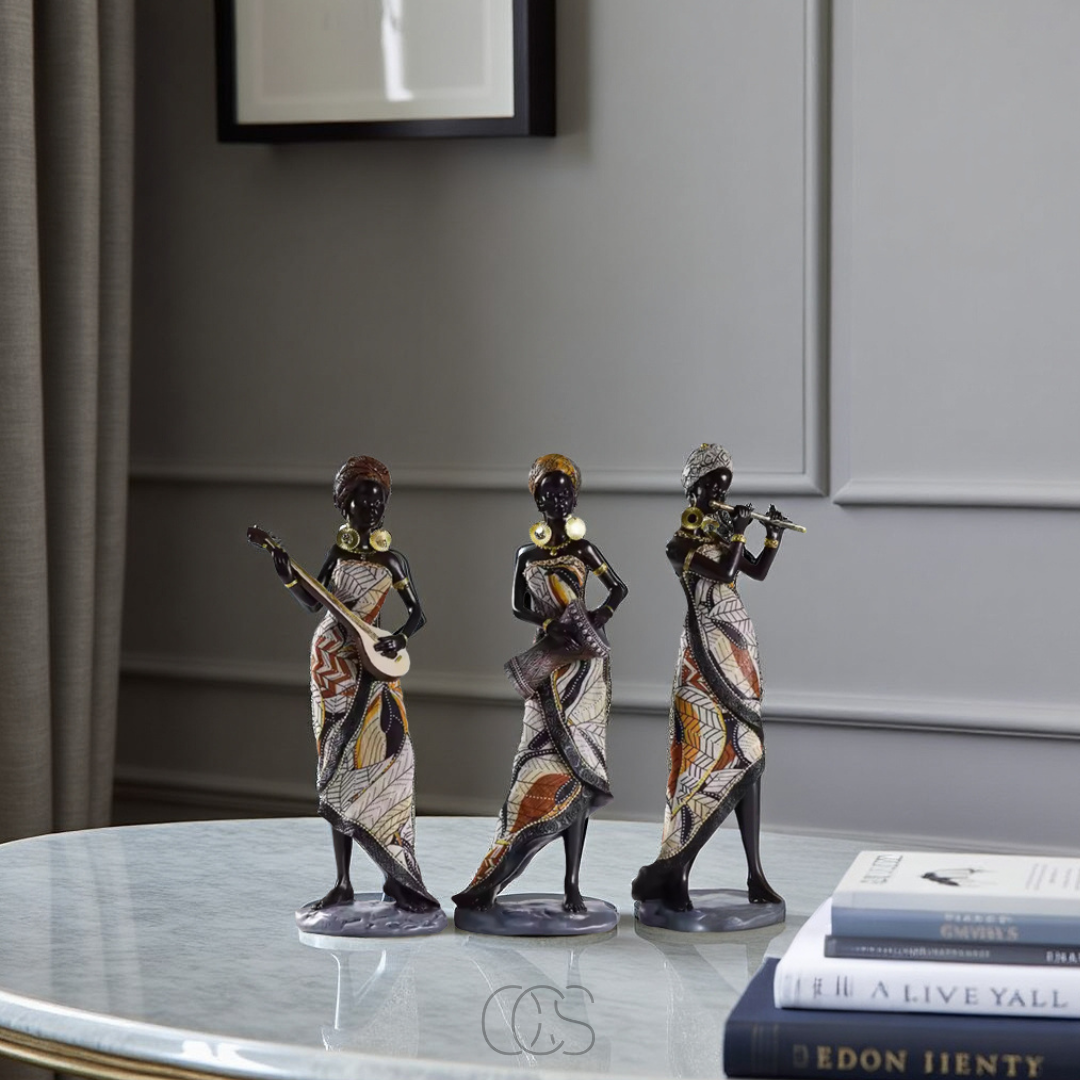 Set di Sculture Decorative di Musicisti Africani
