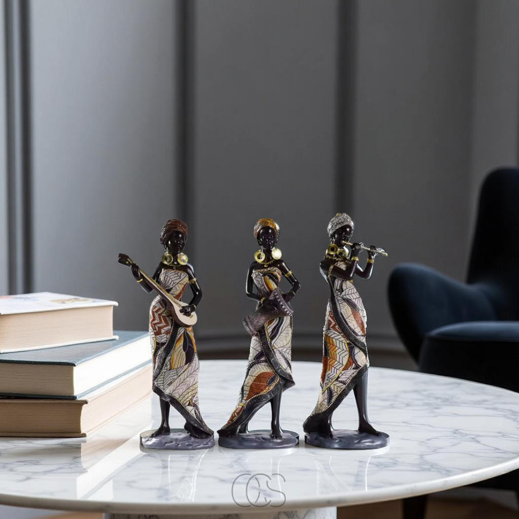 Set di Sculture Decorative di Musicisti Africani
