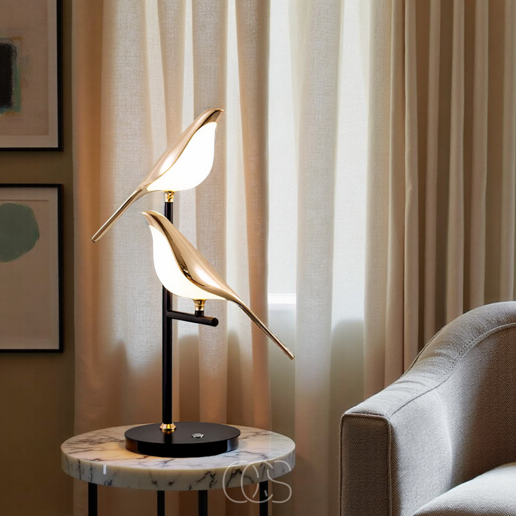 Lampada da Tavolo LED con Uccellino Dorato – Luce Calda e Atmosferica