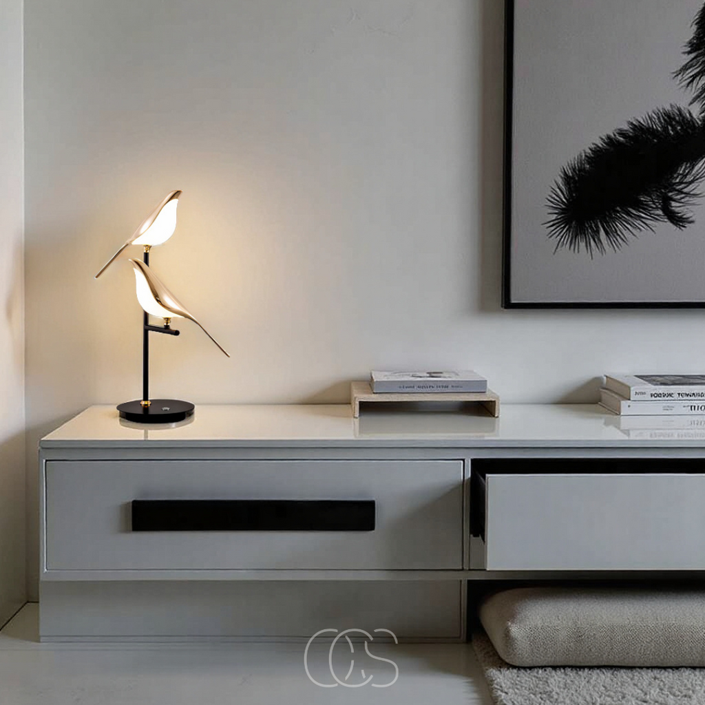 Lampada da Tavolo LED con Uccellino Dorato – Luce Calda e Atmosferica