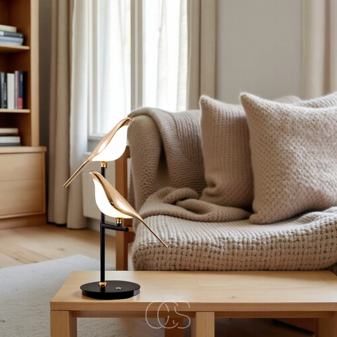 Lampada da Tavolo LED con Uccellino Dorato – Luce Calda e Atmosferica