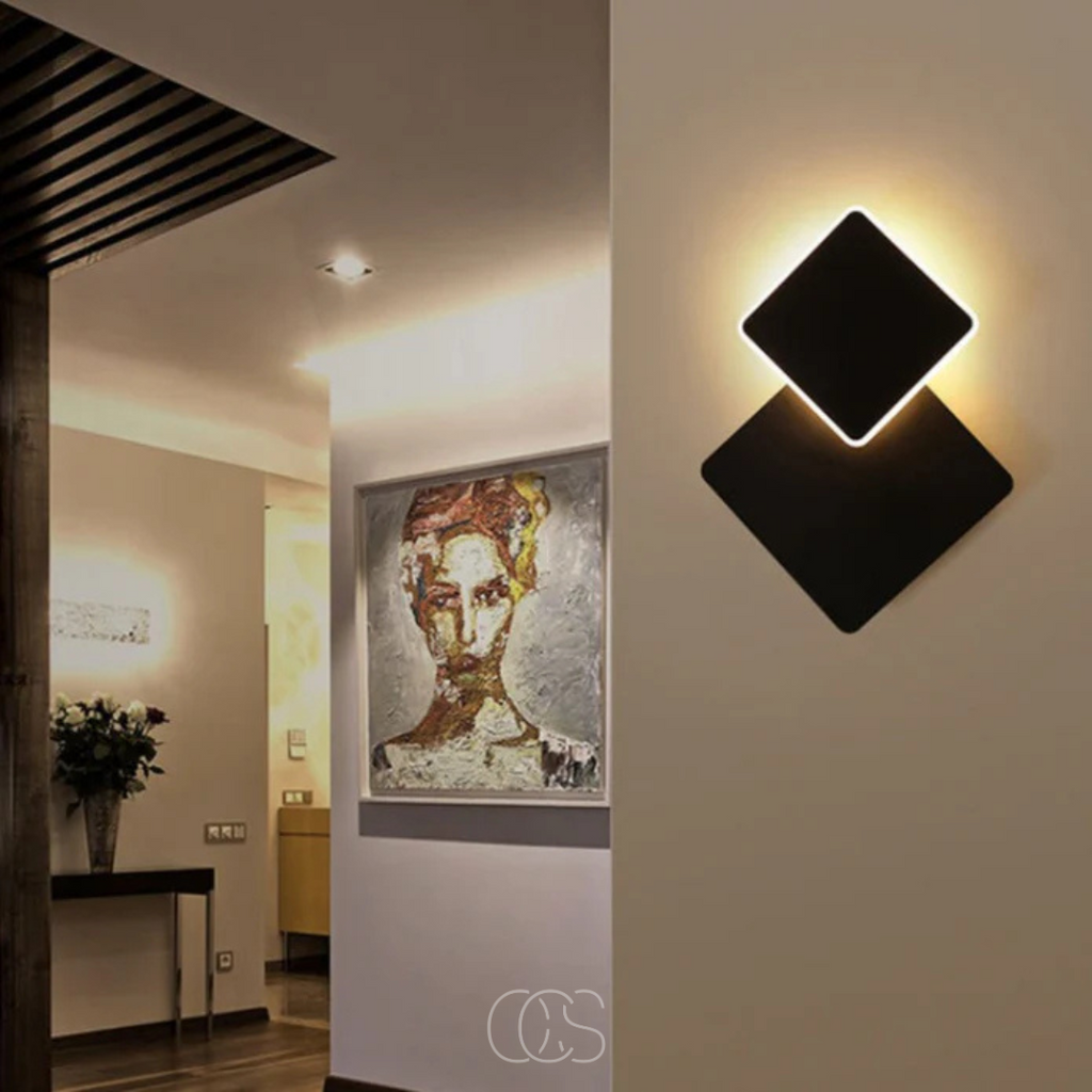 Lampada da Parete Nera – Design Cubico Doppio con LED Bianco Caldo