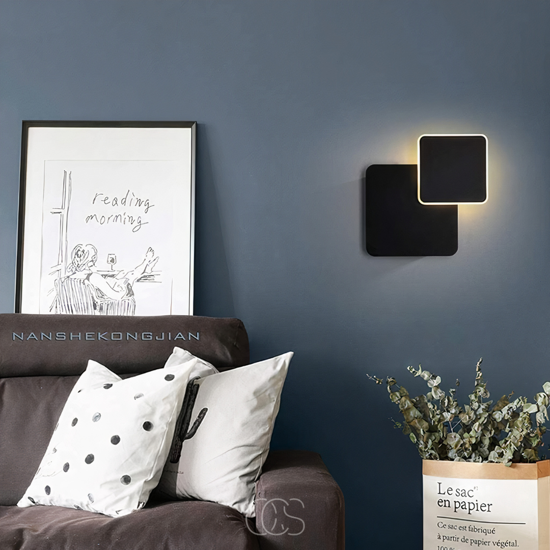 Lampada da Parete Nera – Design Cubico Doppio con LED Bianco Caldo