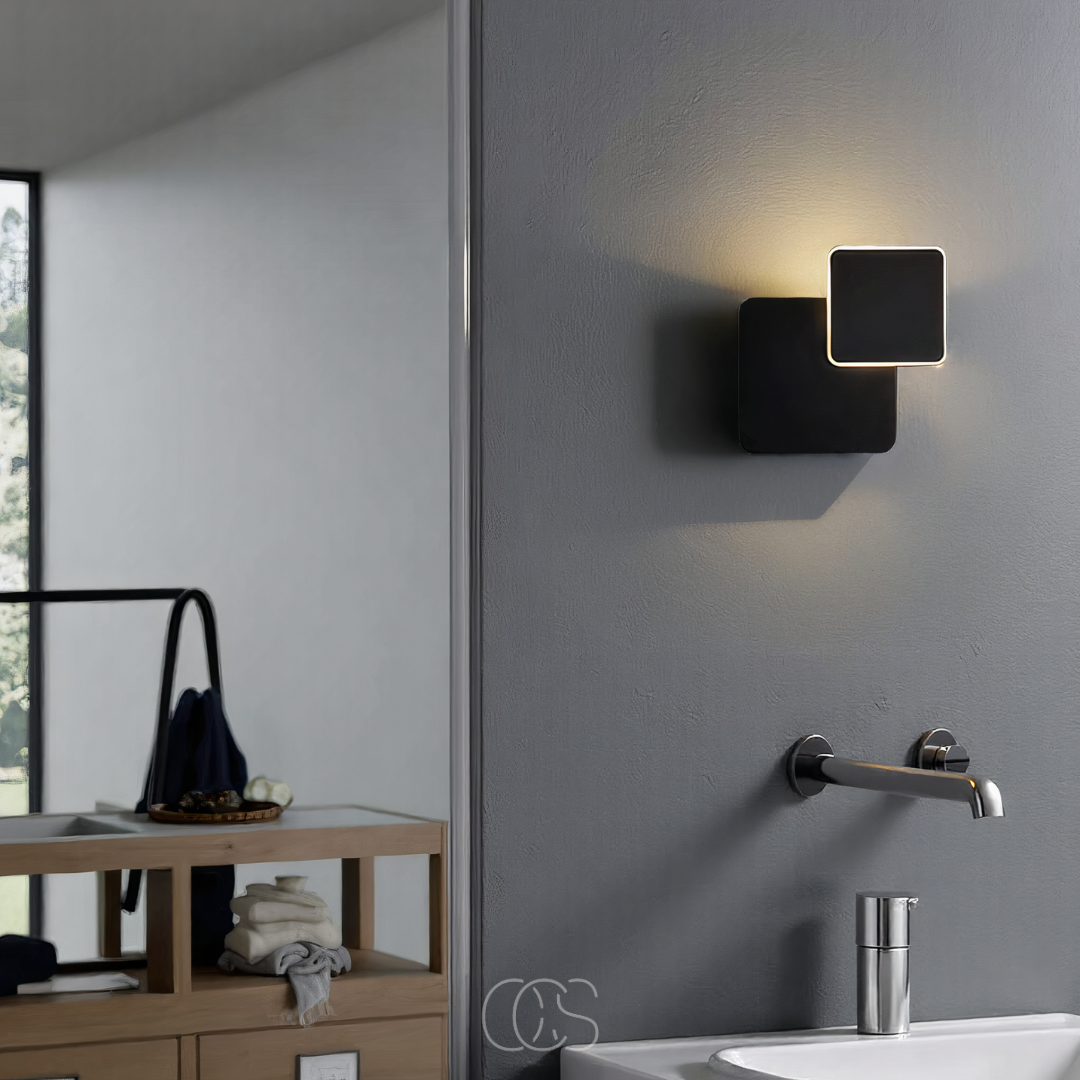 Lampada da Parete Nera – Design Cubico Doppio con LED Bianco Caldo