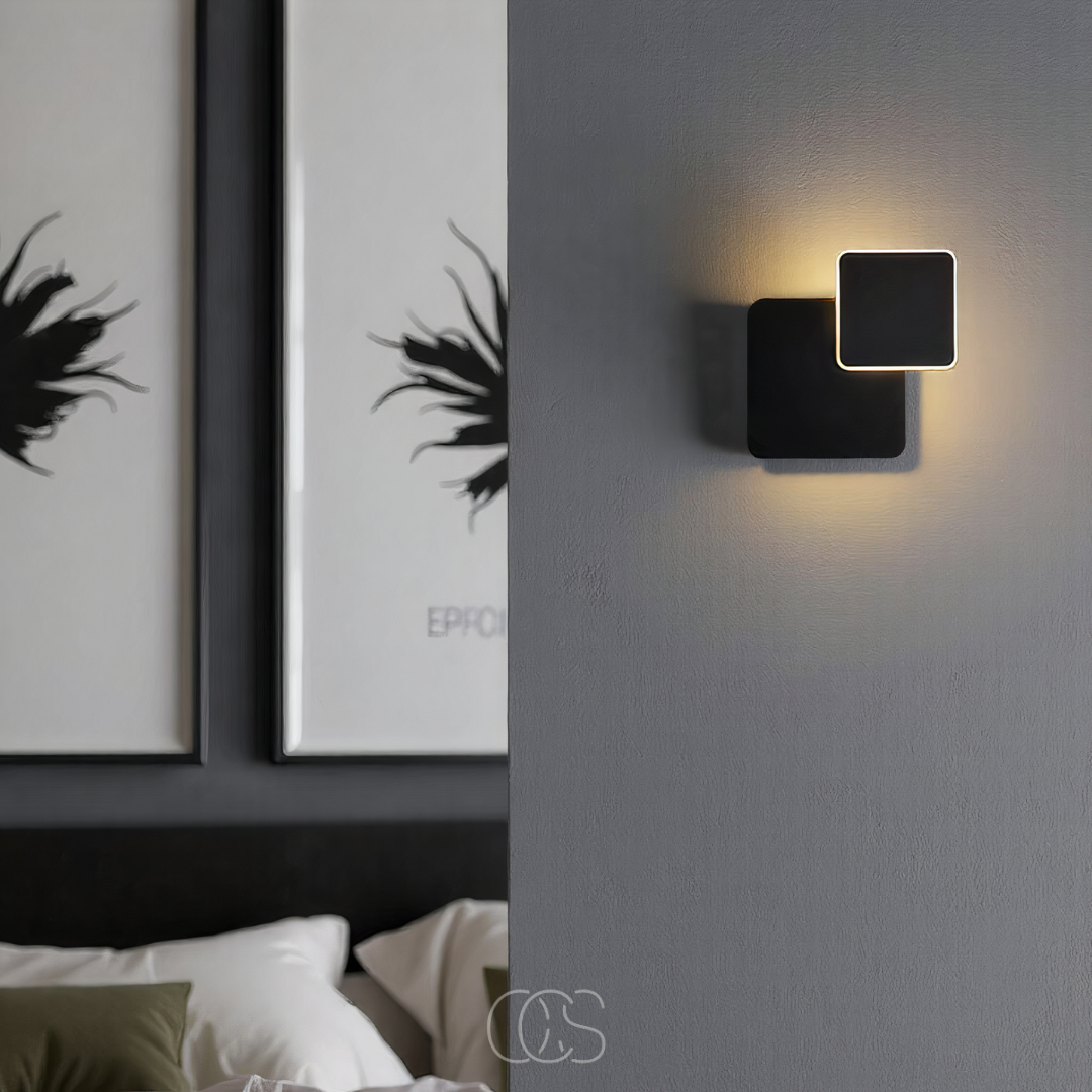 Lampada da Parete Nera – Design Cubico Doppio con LED Bianco Caldo