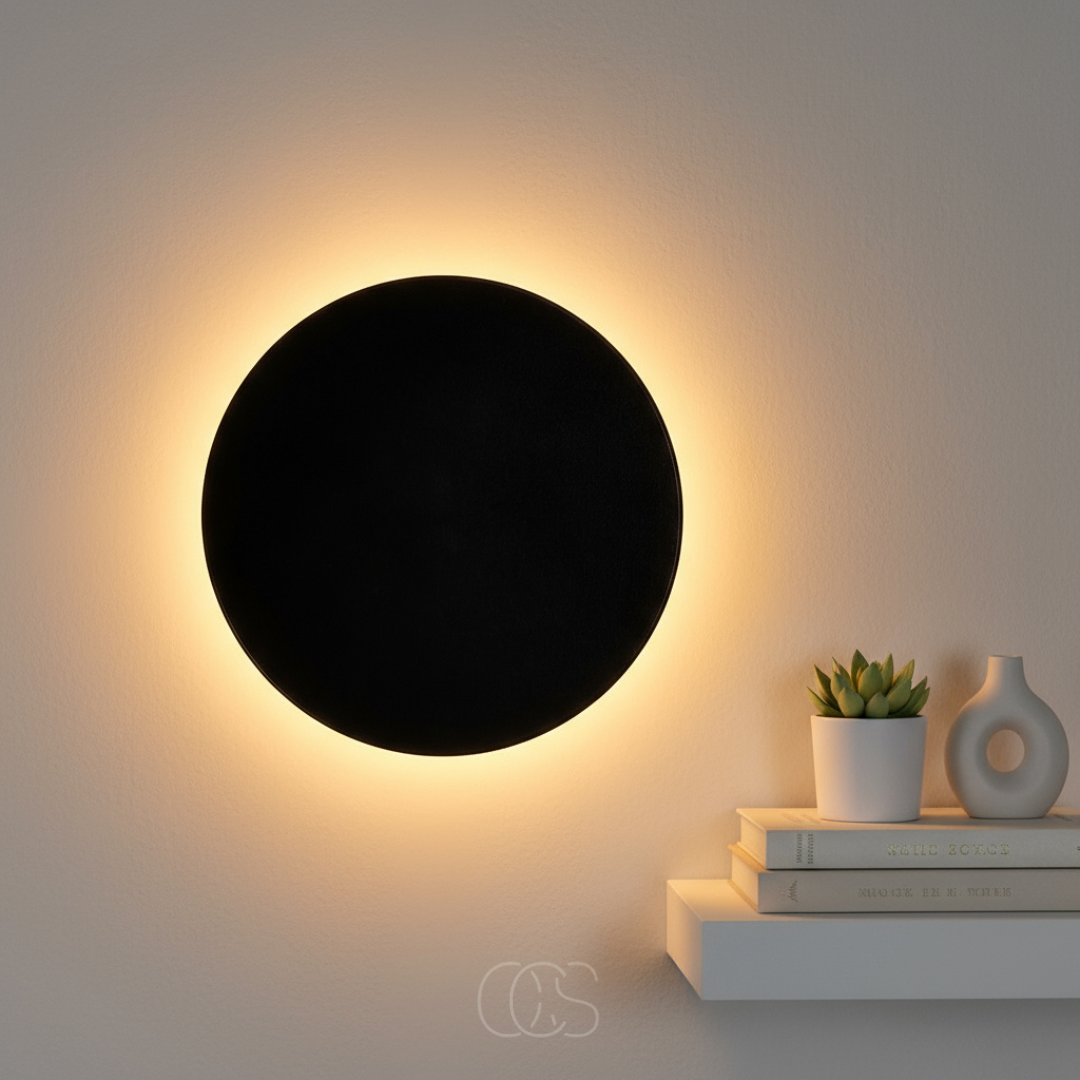Applique Rotonda - Design LED Moderno in Nero