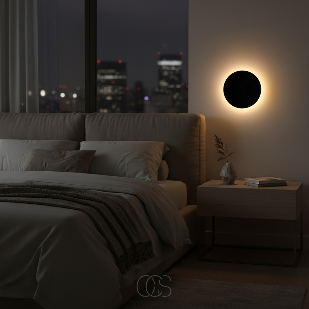 Applique Rotonda - Design LED Moderno in Nero