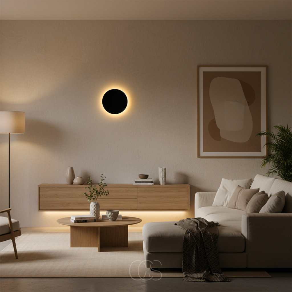 Applique Rotonda - Design LED Moderno in Nero