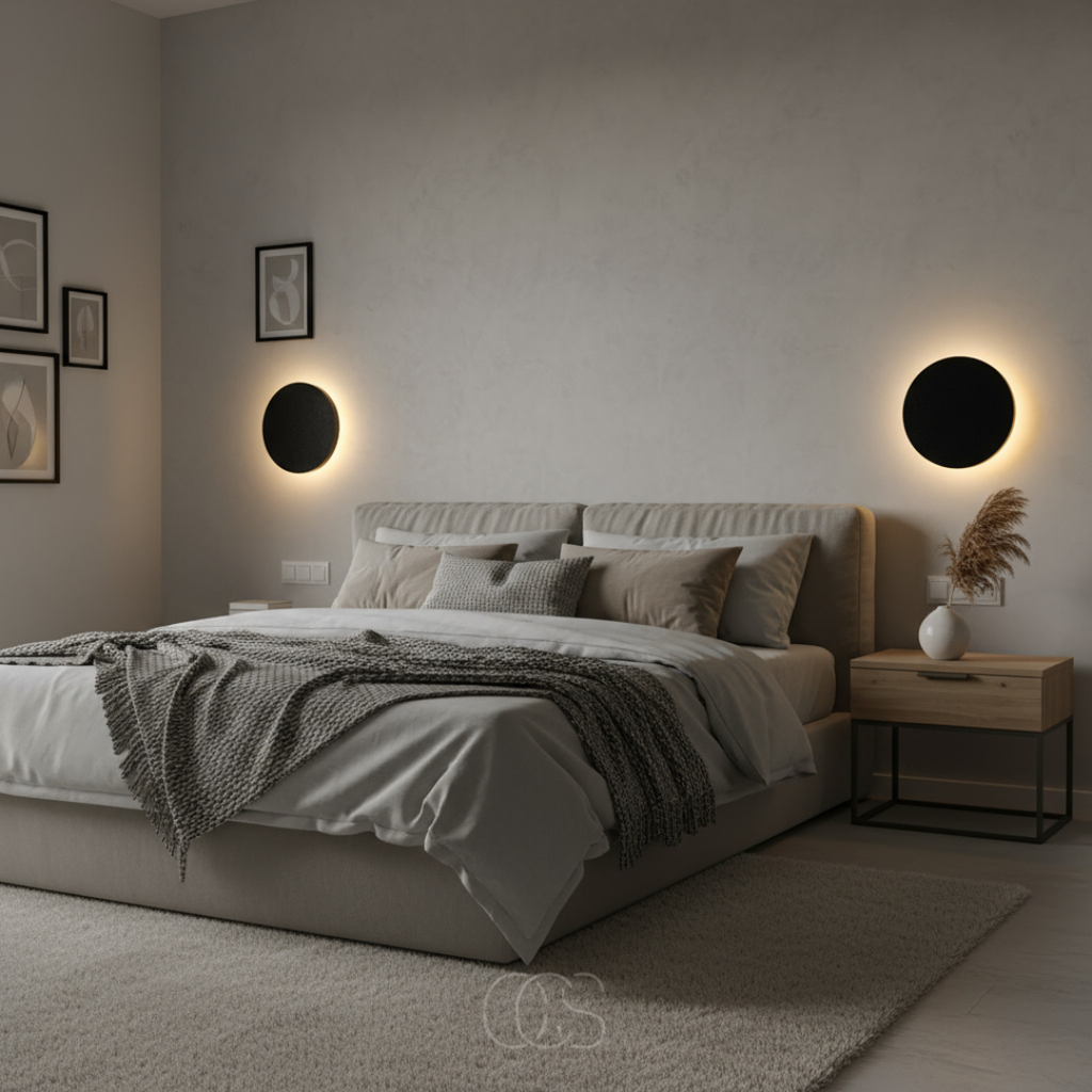 Applique Rotonda - Design LED Moderno in Nero