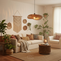 Lampada a sospensione in bambù intrecciato Boho