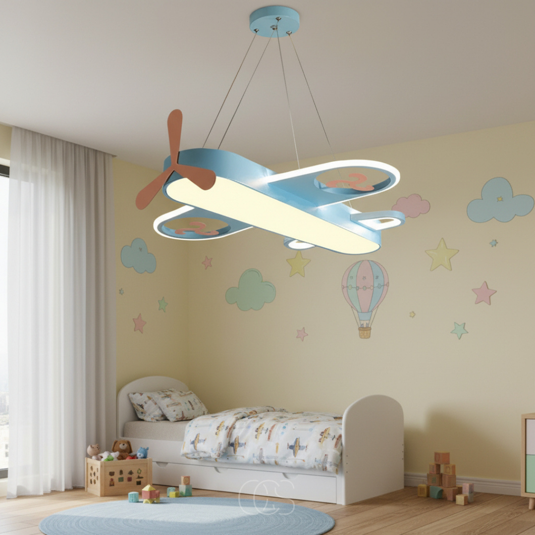 Lampada a sospensione a forma di aereo per camere dei bambini - dimmerabile