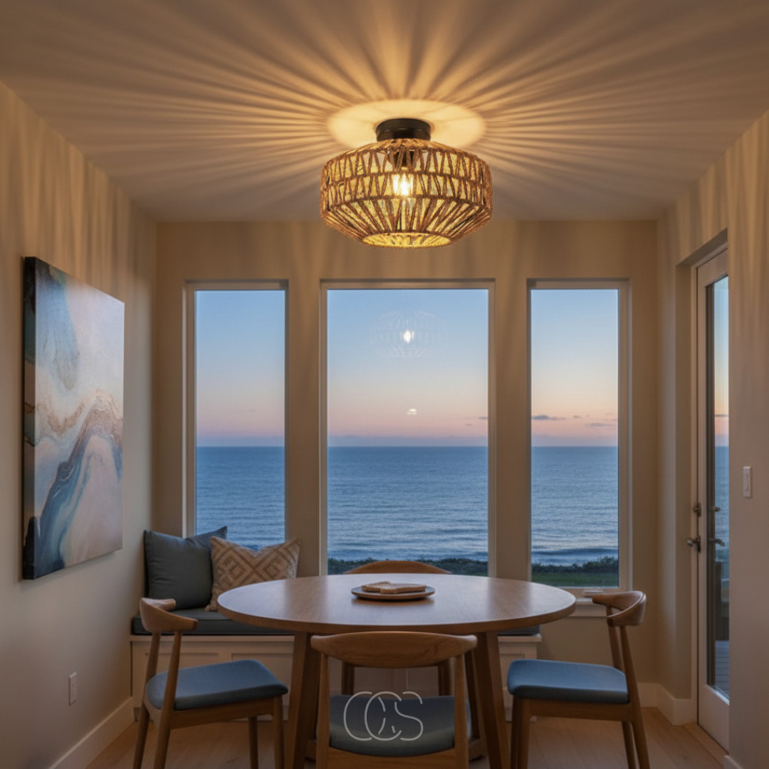 Lampada a soffitto Lina in rattan