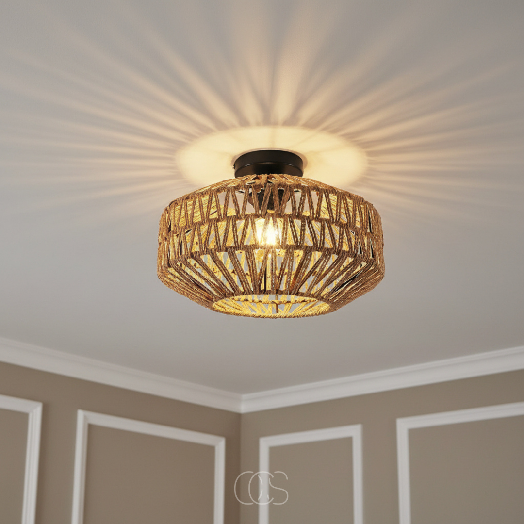 Lampada a soffitto Lina in rattan