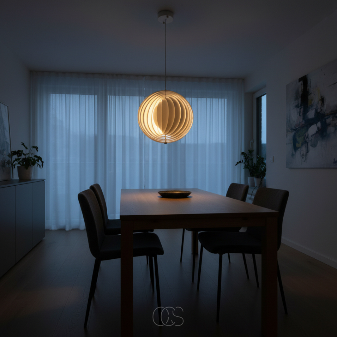 Lampada a sospensione a forma di luna