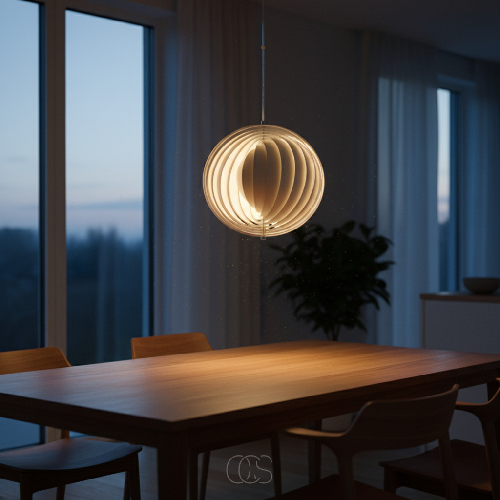 Lampada a sospensione a forma di luna