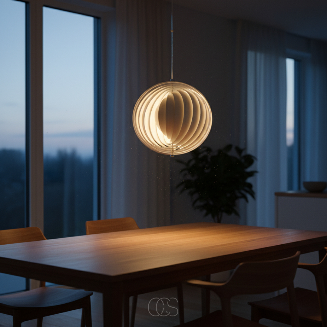 Lampada a sospensione a forma di luna