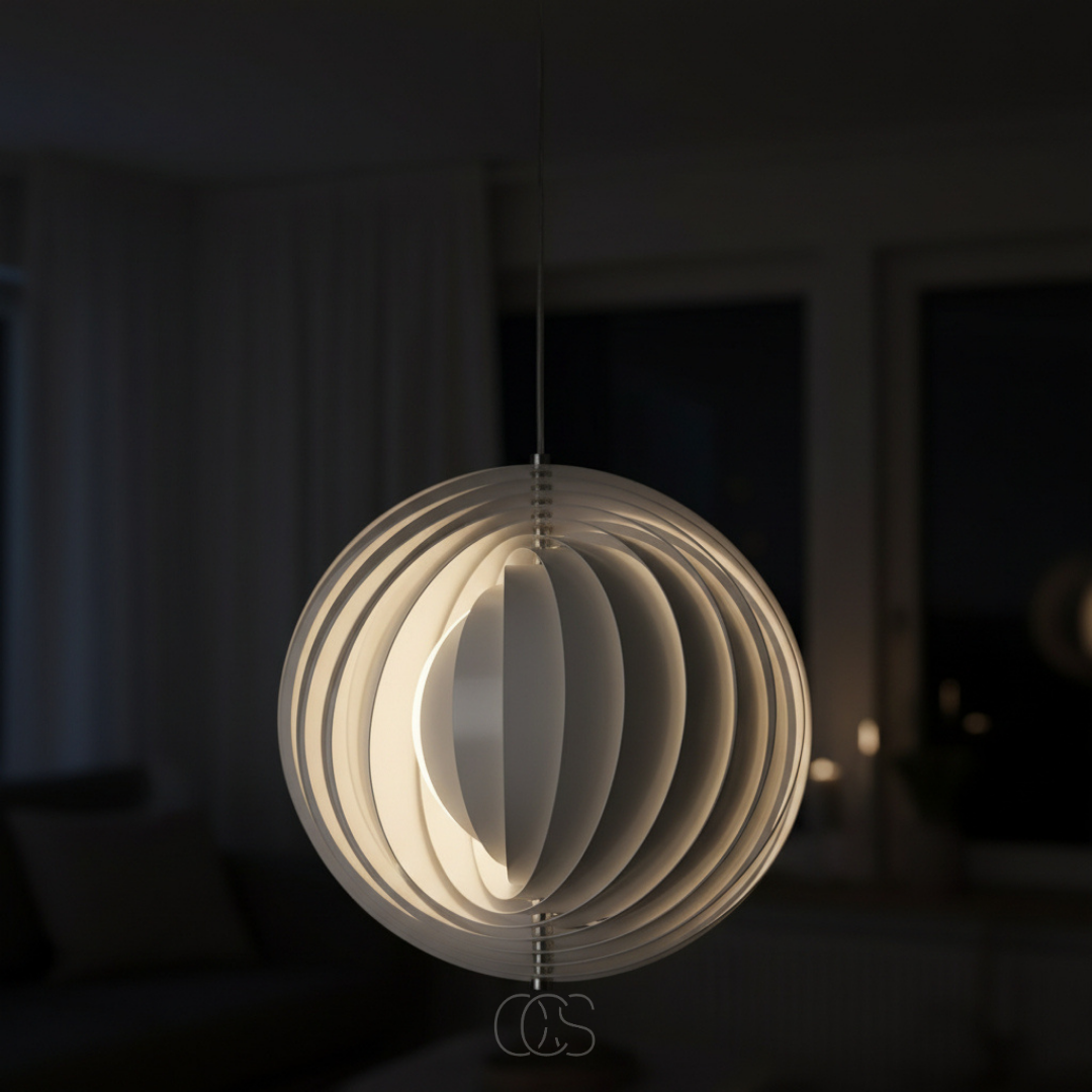 Lampada a sospensione a forma di luna