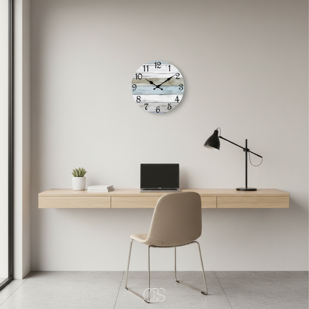 Orologio da Parete Blu Silenzioso e Rotondo