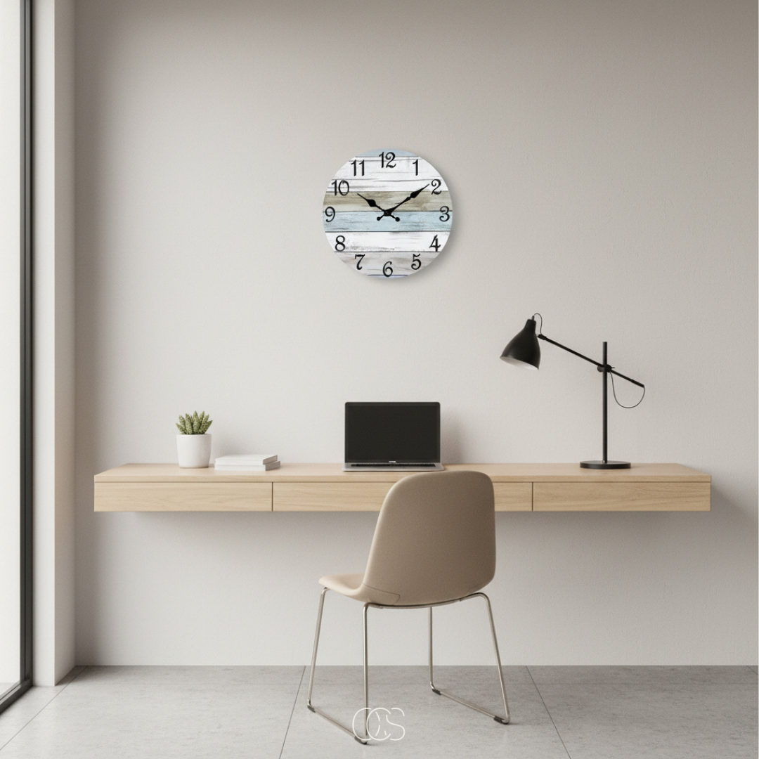 Orologio da Parete Blu Silenzioso e Rotondo