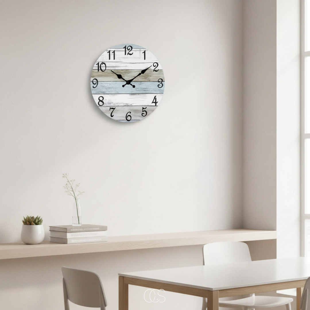 Orologio da Parete Blu Silenzioso e Rotondo