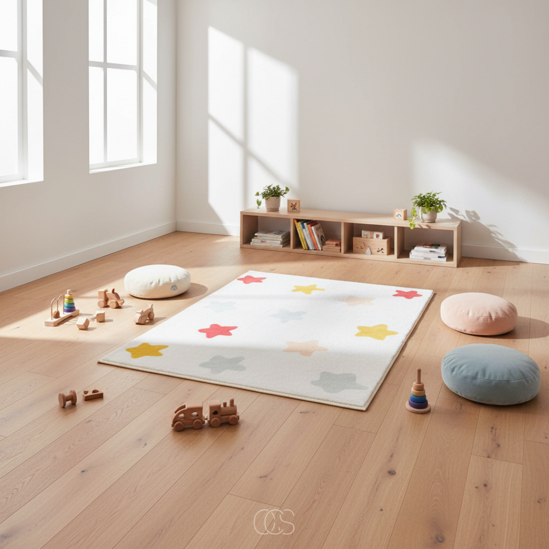 Tappeto per bambini con stelle colorate - con strato antiscivolo