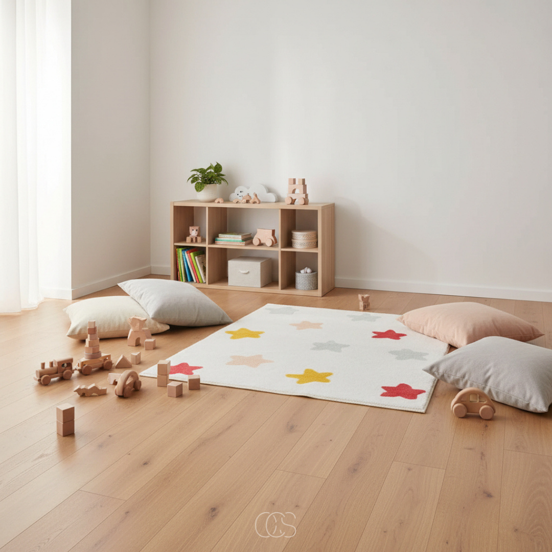 Tappeto per bambini con stelle colorate - con strato antiscivolo