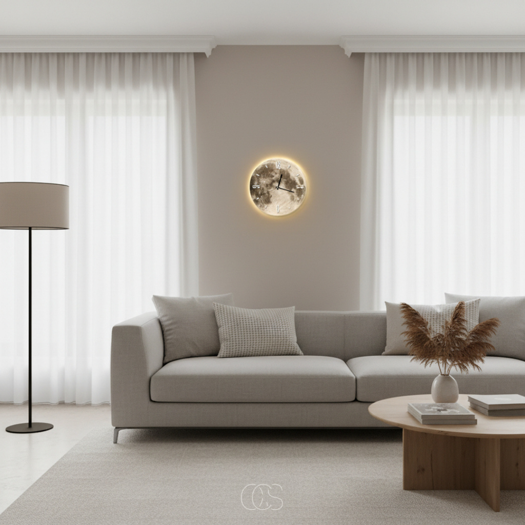 Orologio da parete Luna con bordo LED