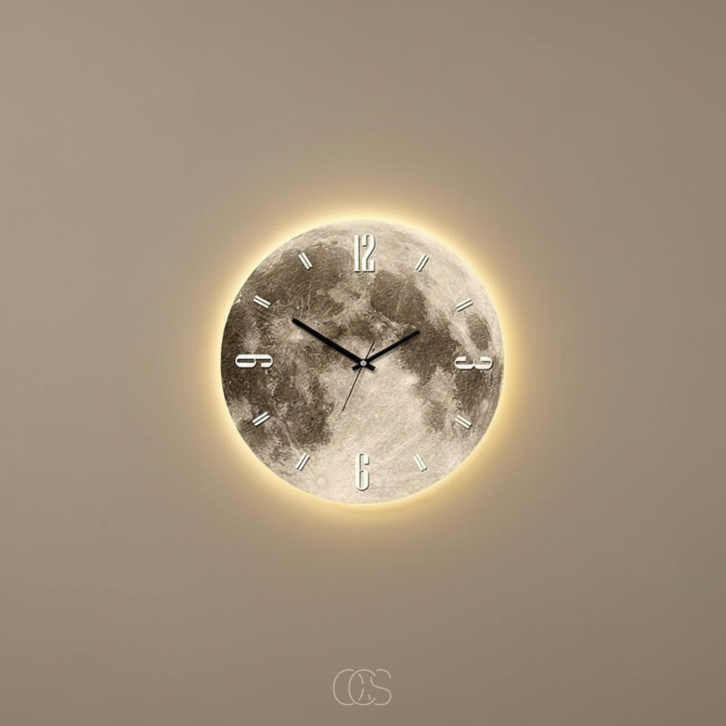 Orologio da parete Luna con bordo LED