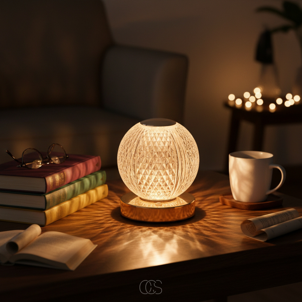Lampada da Tavolo a Forma di Cristallo