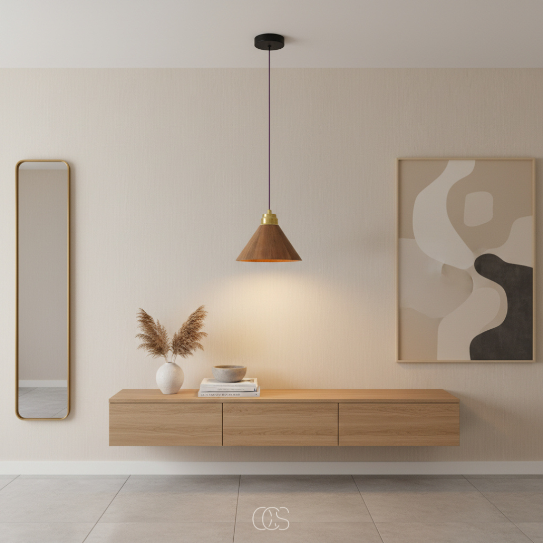 Raven lampada a sospensione scandinava in legno
