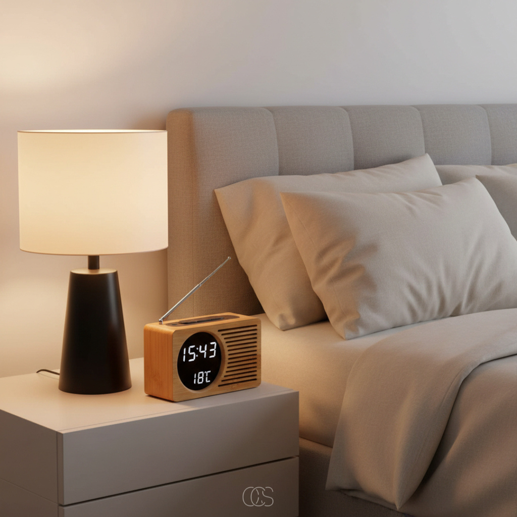 Sveglia Retro Bohemien con Radio FM - Sveglia Digitale LED con Temperatura & USB