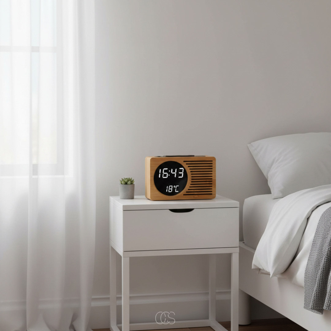 Sveglia Retro Bohemien con Radio FM - Sveglia Digitale LED con Temperatura & USB