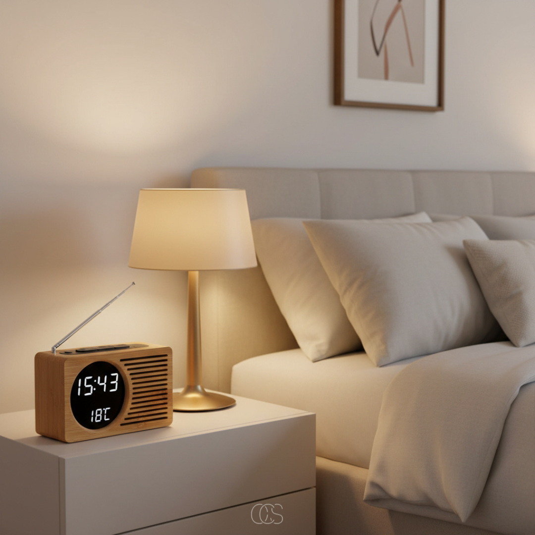 Sveglia Retro Bohemien con Radio FM - Sveglia Digitale LED con Temperatura & USB