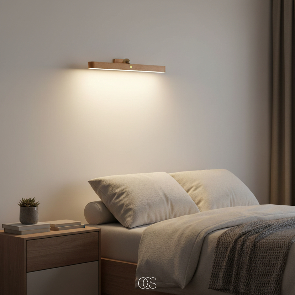 lampada da parete in legno LED nordico - senza fili e inclinabile