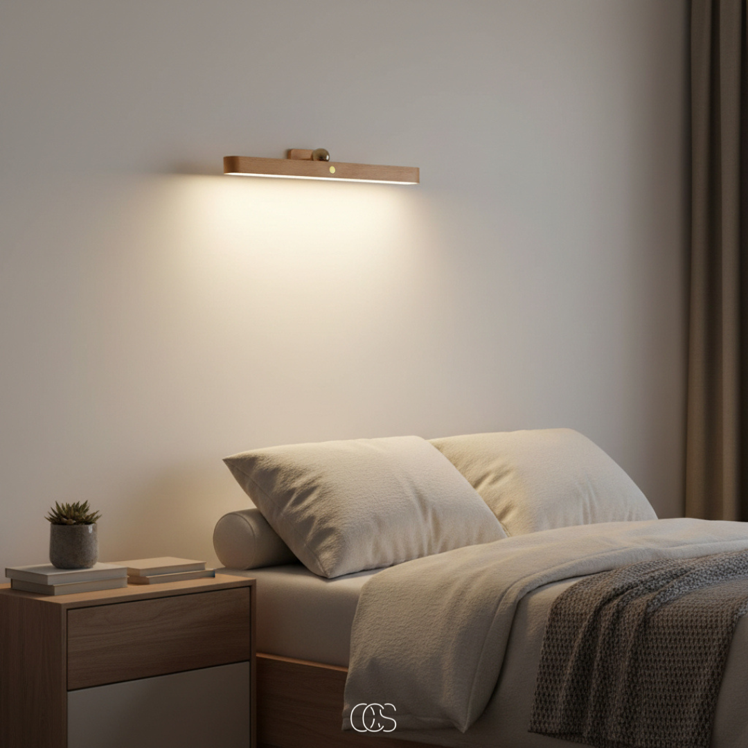 lampada da parete in legno LED nordico - senza fili e inclinabile
