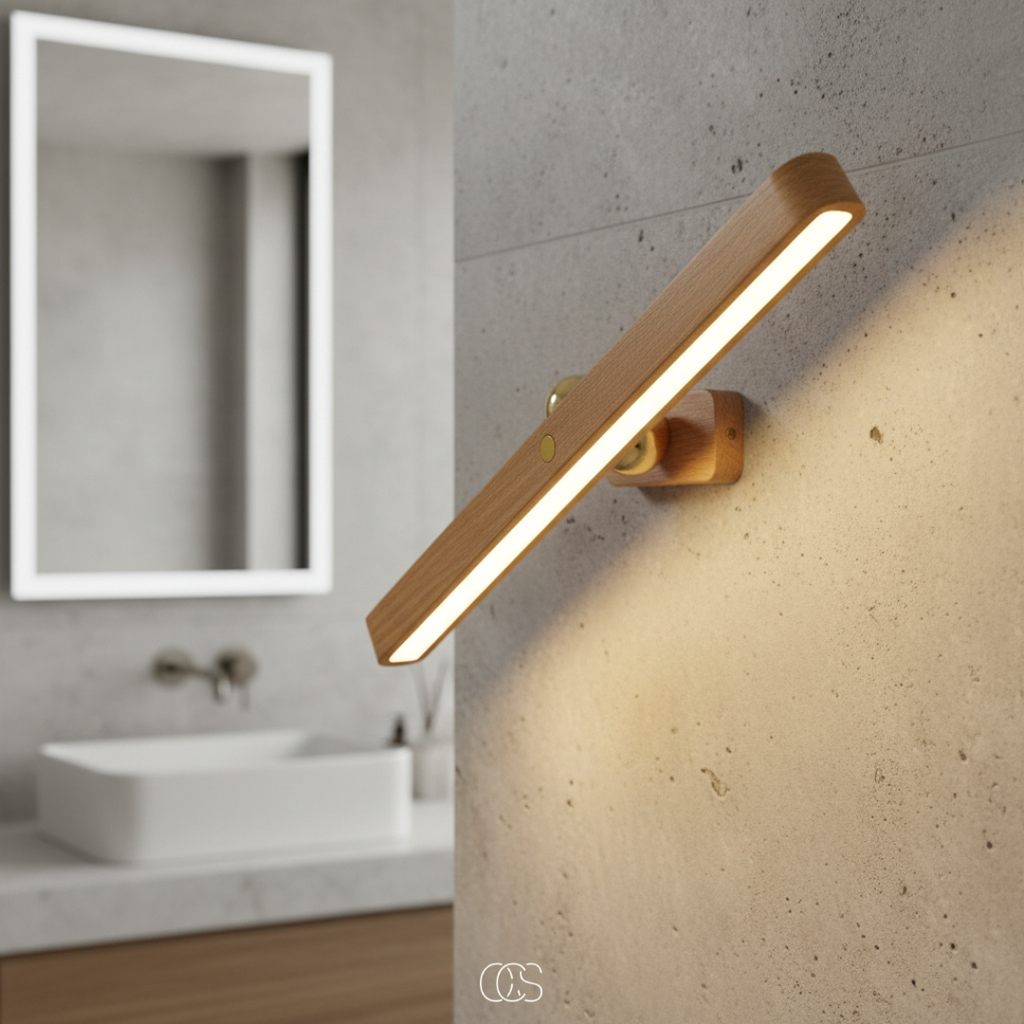lampada da parete in legno LED nordico - senza fili e inclinabile