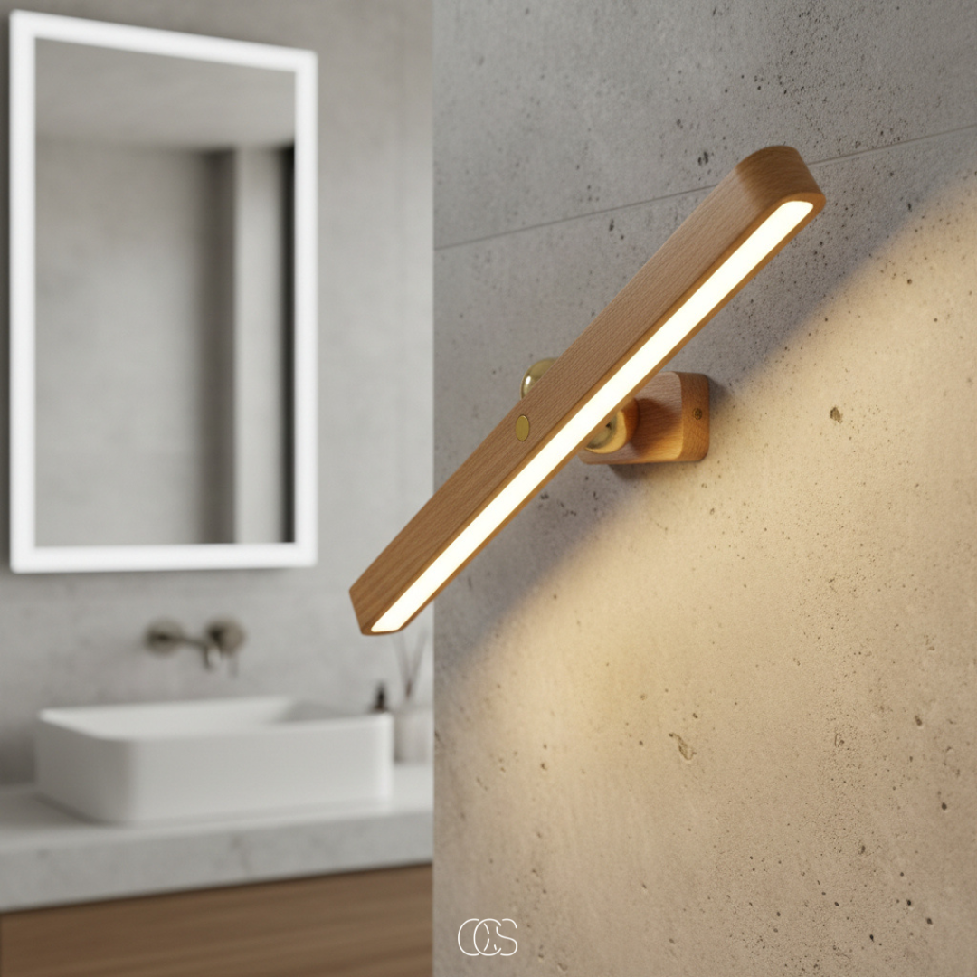 lampada da parete in legno LED nordico - senza fili e inclinabile
