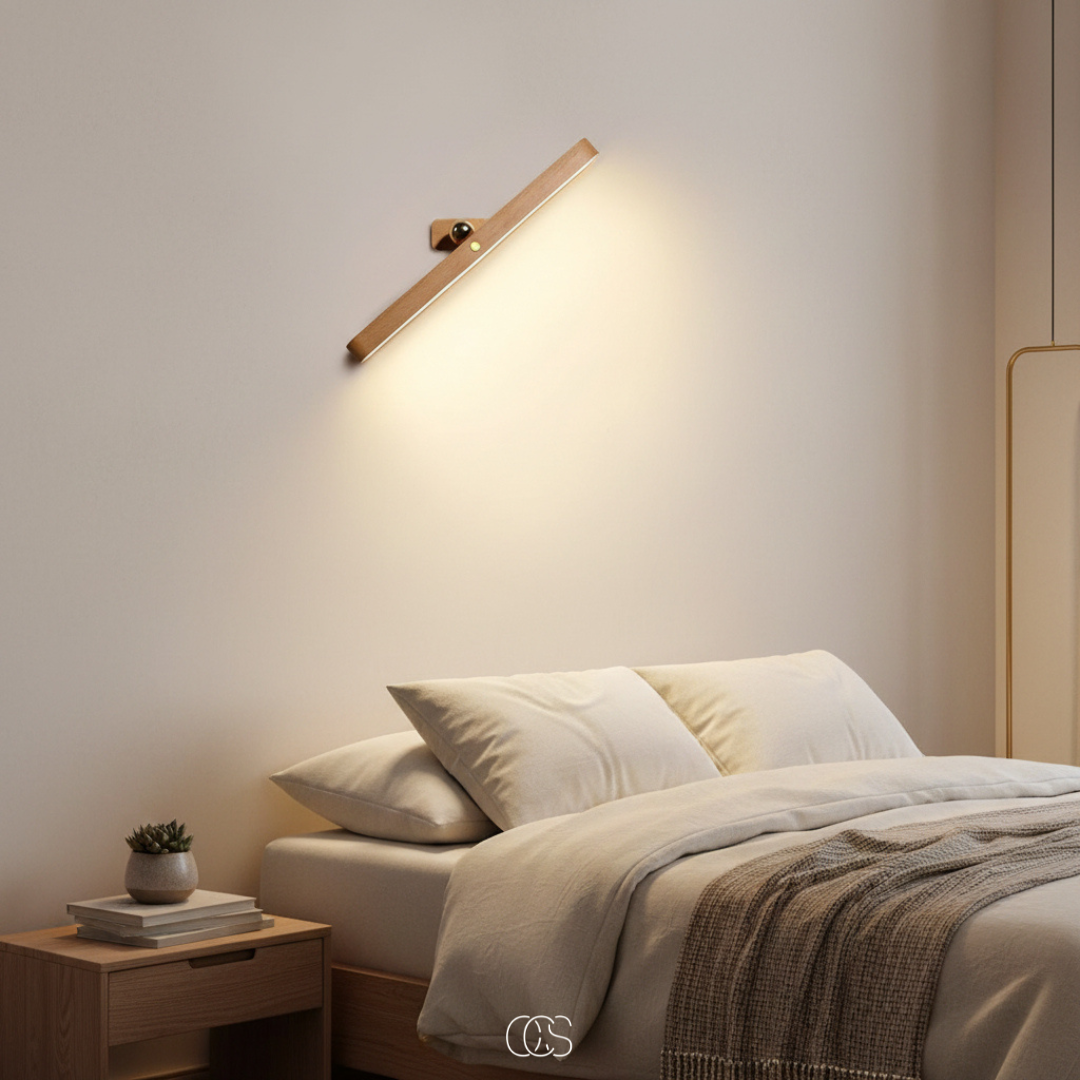 lampada da parete in legno LED nordico - senza fili e inclinabile