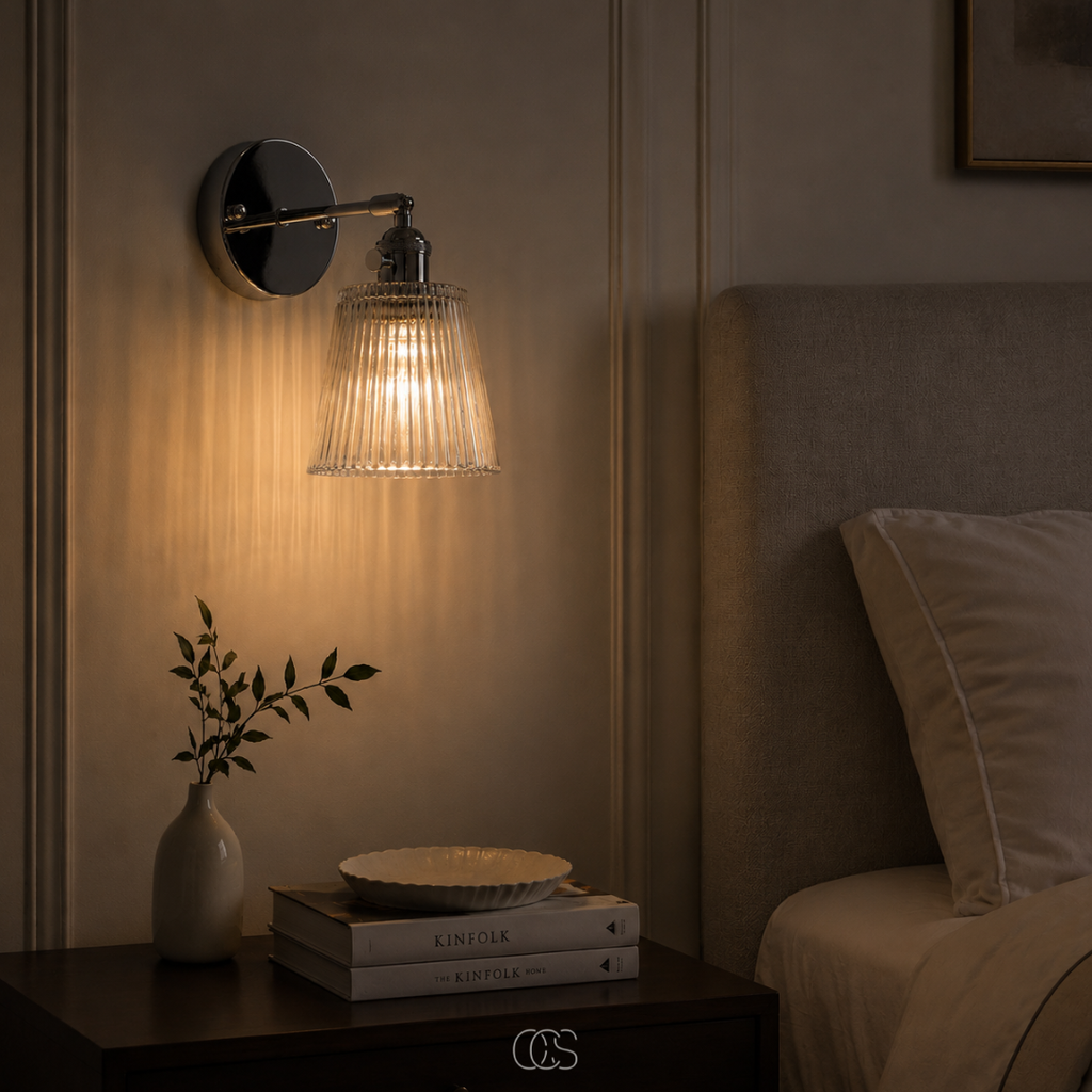 Klinky Luxe Vintage Applique con Vetro Rigato - Aspetto Cromo/Nickel