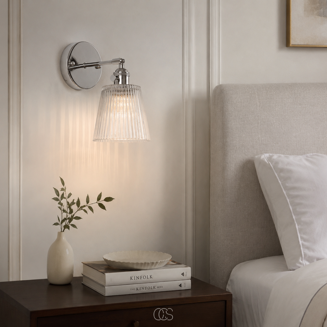 Klinky Luxe Vintage Applique con Vetro Rigato - Aspetto Cromo/Nickel