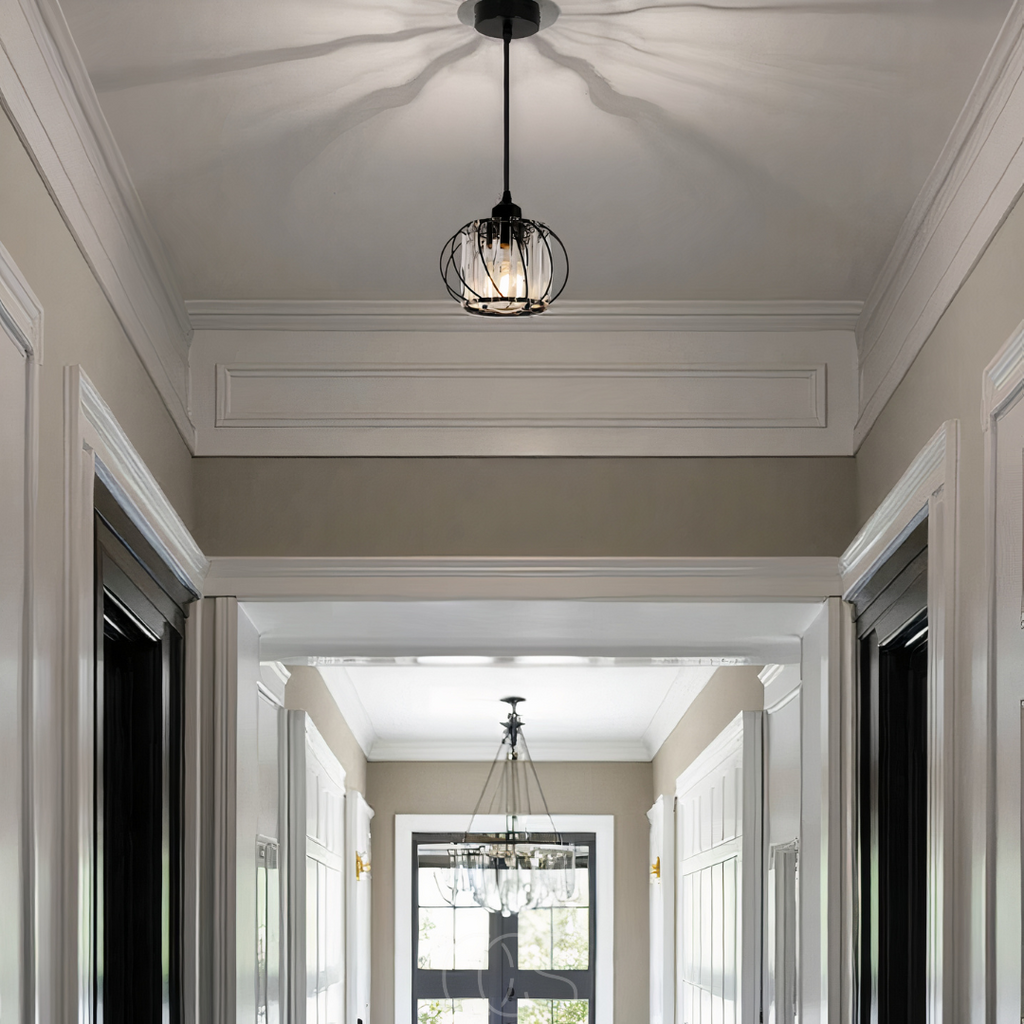 Lampada a sospensione nordica con vetro sferico – Design Nero