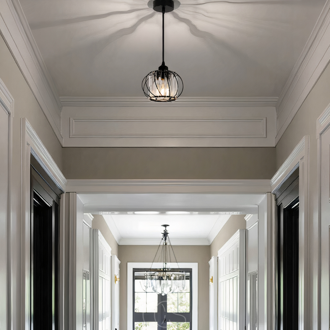 Lampada a sospensione nordica con vetro sferico – Design Nero