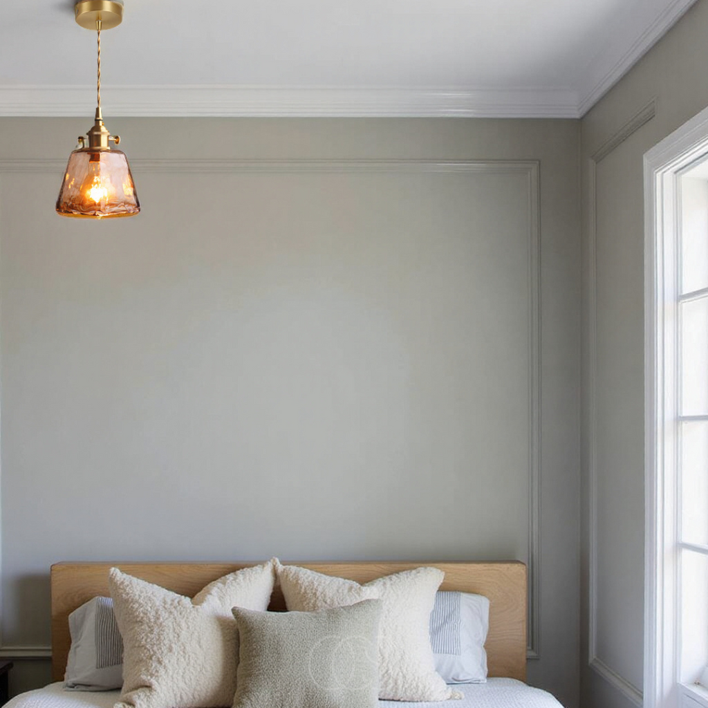 Lampada a Sospensione in Vetro Color Ambra – Luce Calda e Design Elegante